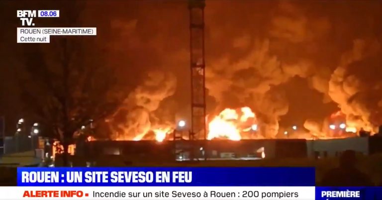 VIDEO Incendiu de proporții la o fabrică de chimicale din Franța. Alertă în 12 comune