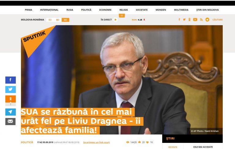 Propaganda rusă tună și fulgeră după interdicția de intrare în SUA primită de Dragnea