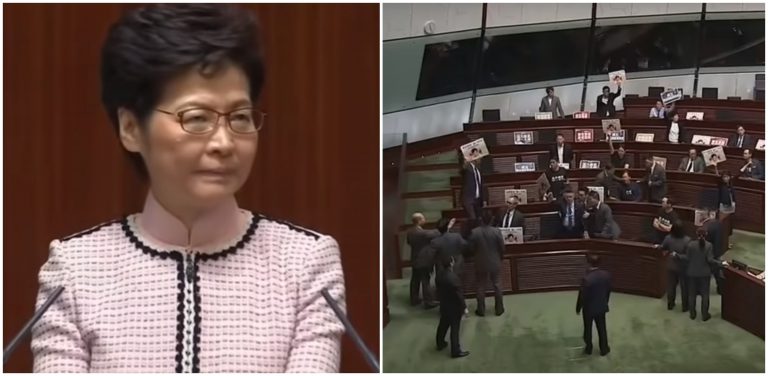 VIDO Momentul în care șefa executivului din Hong Kong este huiduită de parlamentari