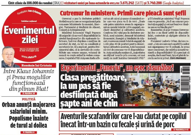 Evenimentul zilei închide ediția tipărită de la 1 ianuarie