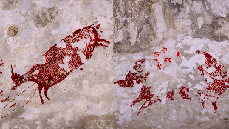 O pictură rupestră de acum 44.000 de ani a fost descoperită într-o peșteră din Indonezia