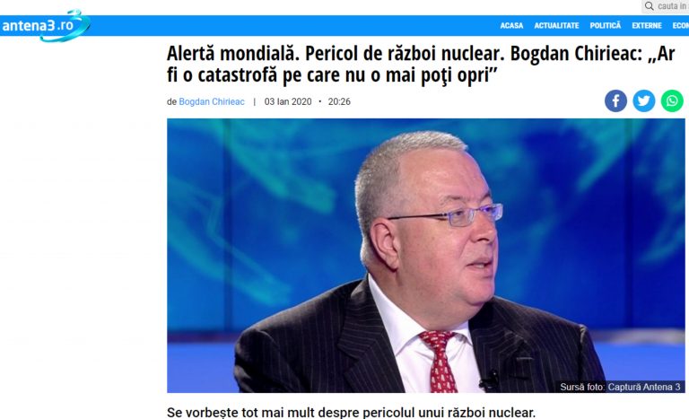 Antena 3 și Bogdan Chirieac sperie lumea cu posibilitatea unui război nuclear între SUA și Iran