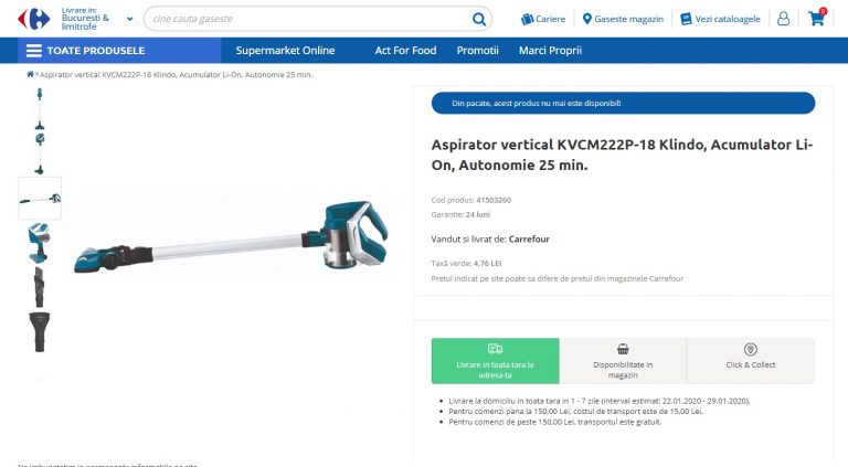 Carrefour retrage de pe piață un aspirator care riscă să explodeze. Au fost vândute peste 1200 de bucăți
