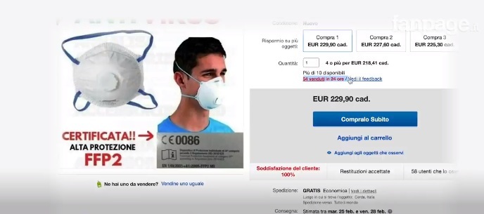 Speculă cu măști și dezinfectanți pe internet, în Italia. Ce prețuri exorbitante au acestea