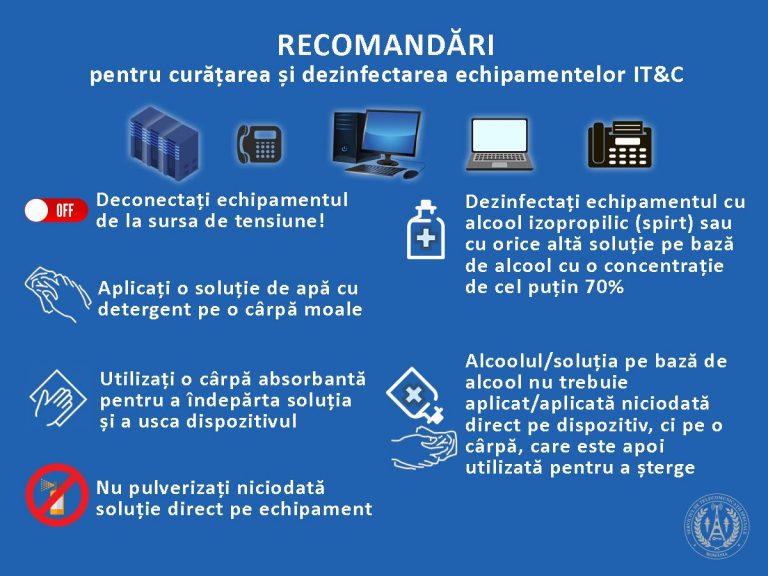 Cum trebuie curățate și dezinfectate echipamentele electronice. Ghid practic, lansat de STS