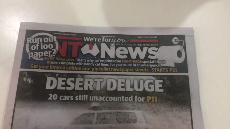 Ziarul australian NT News a publicat pagini în plus, pe fondul crizei de hârtie igienică