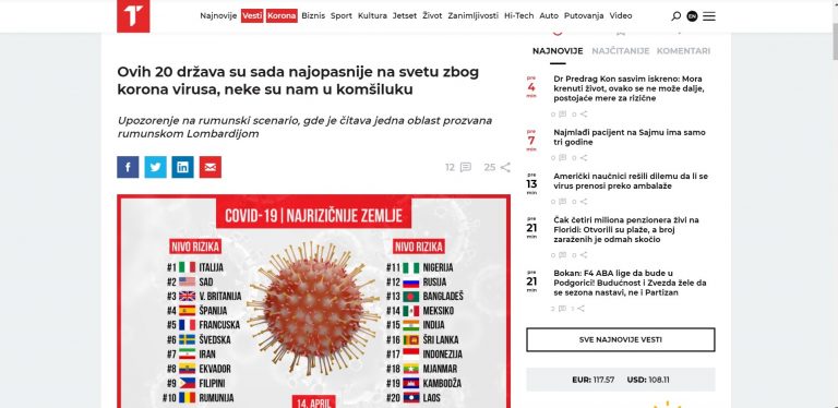 România, „sperietoare” COVID-19 pentru presa din Serbia
