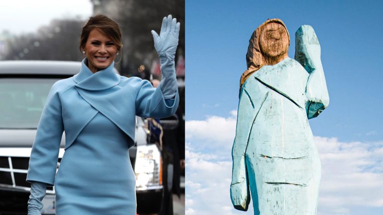 „Vreau să știu de ce au făcut-o”. O sculptură reprezentând-o pe Melania Trump, incendiată în apropiere de oraşul său natal din Slovenia