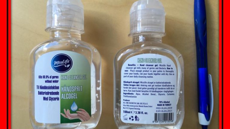 Alertă la nivel european: Gel de mâini toxic pentru sistemul nervos central și pentru ochi, la vânzare