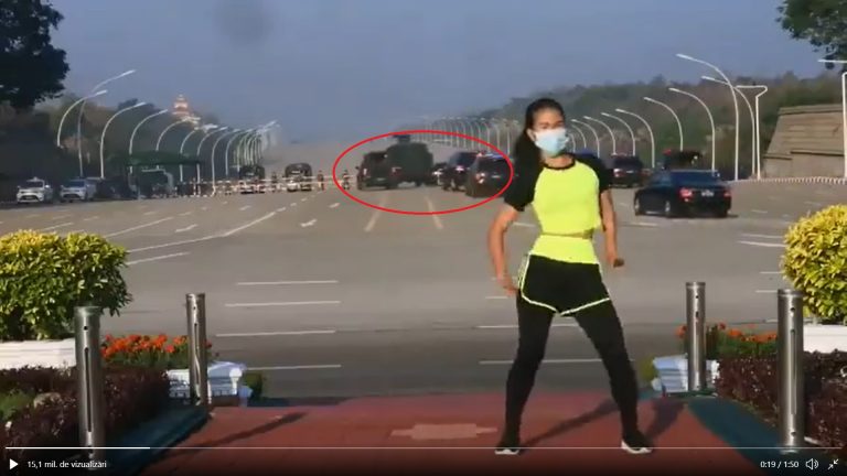 VIDEO | Umorul istoriei: O instructoare de aerobic face exerciții, în timp ce puciul militar din Myanmar se desfășoară în spatele său