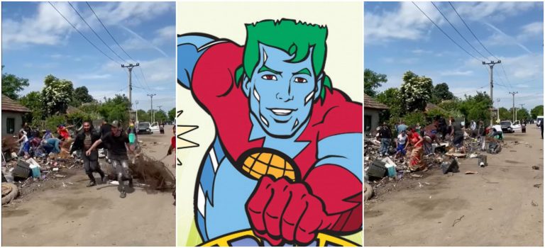 VIDEO | „Captain Planet” la Sărulești. Momentul de panică în care Garda de Mediu apare pe ulițele comunei