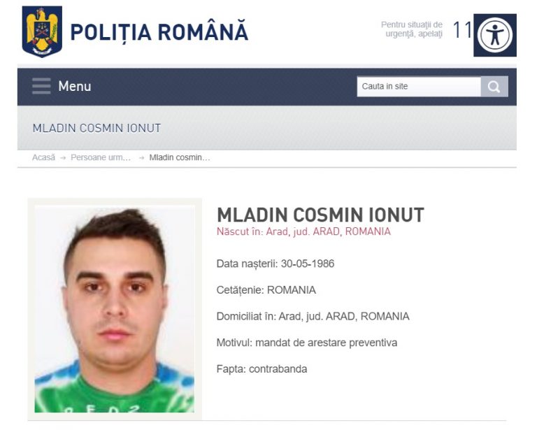 Poliția Română l-a pierdut pe Mladin, șeful mafiei țigărilor din Arad. Este a doua când se întâmplă