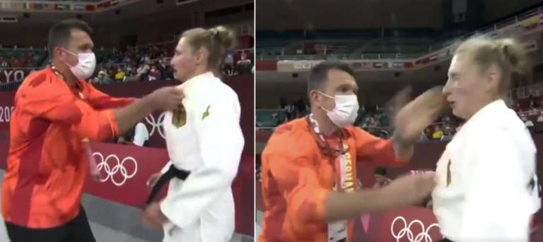 VIDEO | Judo federation warns Romanian coach Claudiu Pusa for slapping female athlete in pre-fight ritual at Olympics