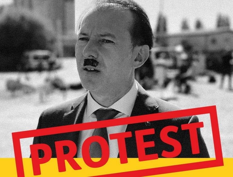 Romanian anti-Semitism czar files legal complaint after PM depicted as Adolf Hitler