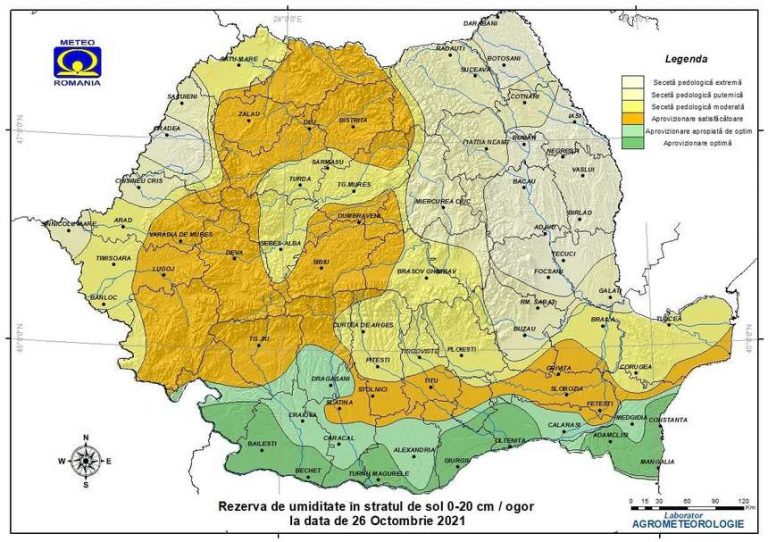 Secetă pedologică puternică şi extremă pe suprafeţe mari din mai multe zone ale ţării