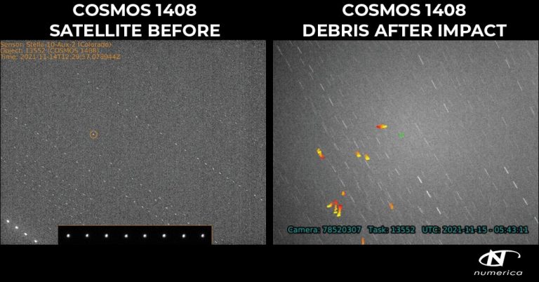 Primele imagini cu satelitul sovietic înainte și după ce a fost distrus de Rusia