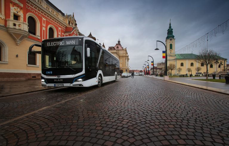 Electric bus joins public transport fleet in the western city of Oradea.