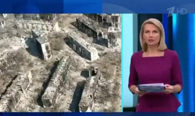 VIDEO | Comentariu cinic la televiziunea rusă care a difuzat imagini cu dezastrul din Mariupol: „Scene triste, bineînțeles…”