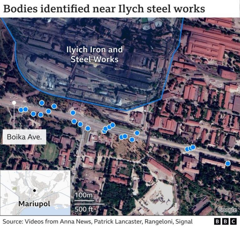 Cadavre de civili, pe străzile din Mariupol – imagini analizate de BBC