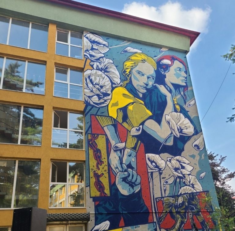 Pictură murală dedicată Zilei Independenţei Ucrainei, la Timișoara