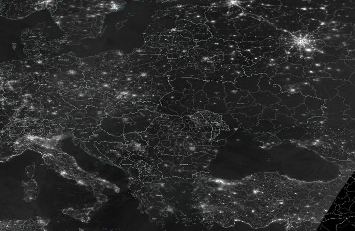 Fotografie NASA satelit Ucraina noaptea