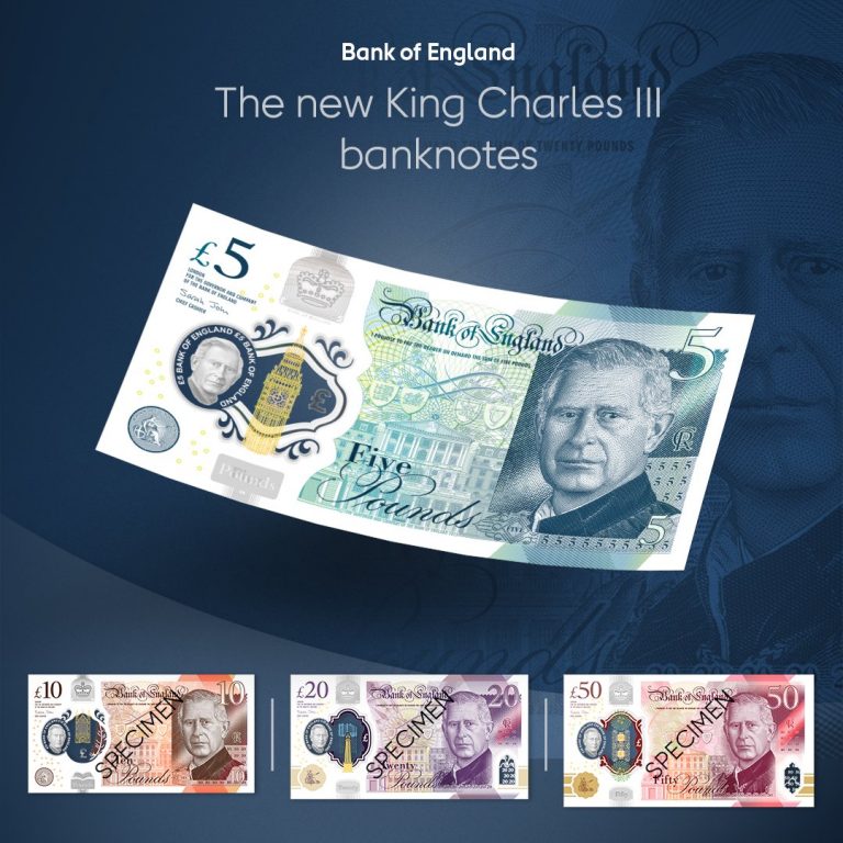 Primele bancnote cu chipul regelui Charles al III-lea, dezvăluite de Banca Angliei