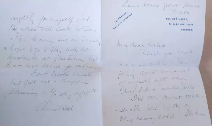 Christabel Mennell wrote the letter to Katie Marsh w,hile in Somerset. Credit: Finlay Glen