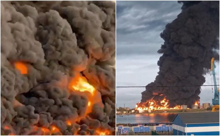 Incendiu la Sevastopol după un atac cu dronă