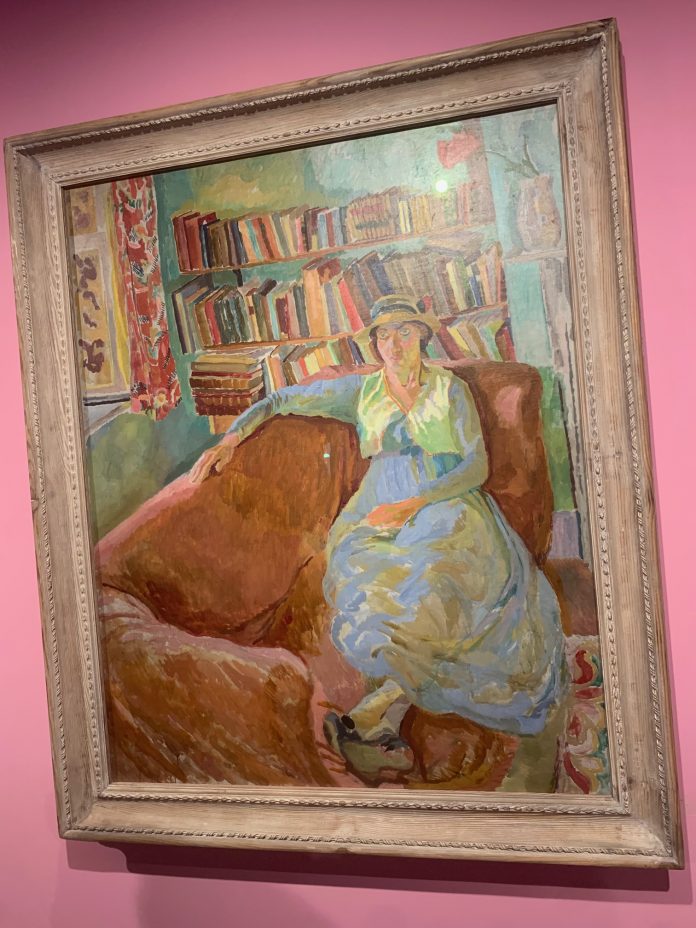 Artist Vanessa Bell painted by Duncan Grant at Love Stories exhibition, Bucharest