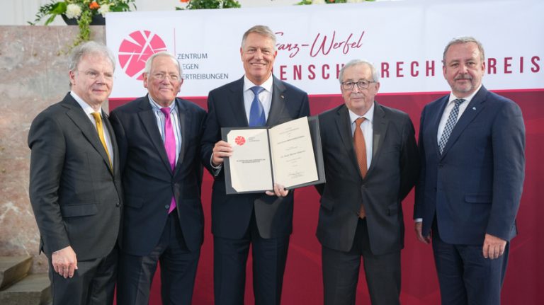 Klaus Iohannis, la primirea Premiului Franz Werfel pentru Drepturile Omului 2023: Poporul român are o tradiţie îndelungată de convieţuire în toleranţă şi armonie cu toate minorităţile