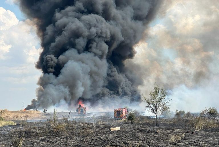 Incendiu puternic de vegetaţie în apropierea Capitalei