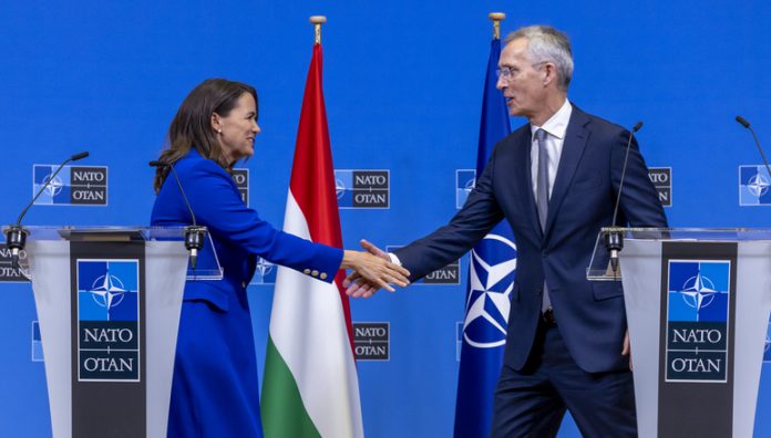 NATO Sec General Jens Stoltenberg and Hungarian President Katalin Novak. Photo: NATO