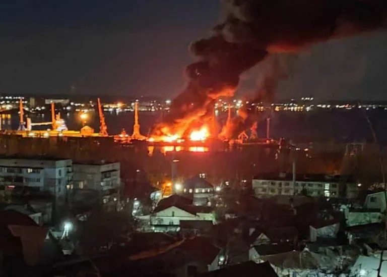 Russian warship damaged on Black Sea