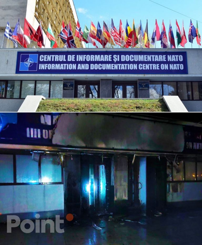 Incendiu la Centrul NATO de la Chişinău. Ambasada SUA condamnă un „act de violenţă”