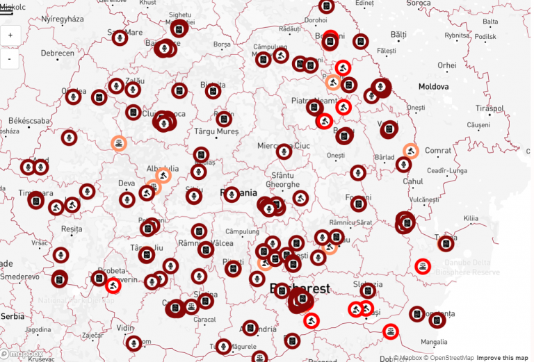 A fost lansată harta abuzului şi hărţuirii în şcolile şi universităţile din România / Rise Project: Fiecare cerc de pe hartă reprezintă un caz de profesor abuzator