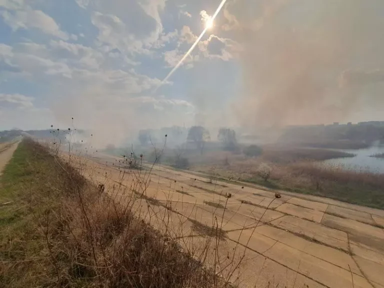 VIDEO | Incendiu puternic în Delta Văcăreşti / Peste 7.000 mp afectați