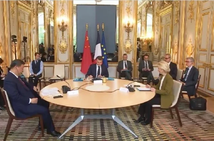 Xi Jinping Emmanuel Macron Ursula von der Leyen