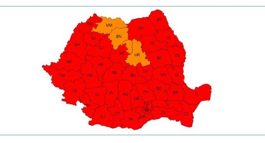 ANM: Aproape toată țara este sub cod roșu de caniculă. Vijelii şi averse torenţiale marţi în mai multe zone, inclusiv în Capitală
