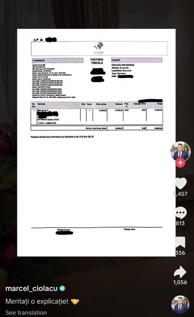 ACTUALIZARE | Boarding Pass: E posibil ca facturile prezentate de Ciolacu să fi fost emise în perioada noiembrie 2023 – mai 2024