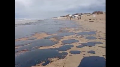 Deversarea de petrol din Marea Neagră se extinde la plajele din Crimeea anexată / A fost instituită stare de urgenţă la Sevastopol