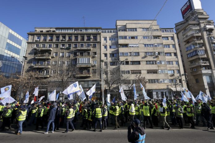 protest sindicalisti politisti