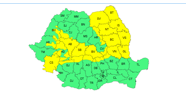 ANM: Ploi abundente, vânt, lapoviță și ninsoare în toată țara, până marți dimineața