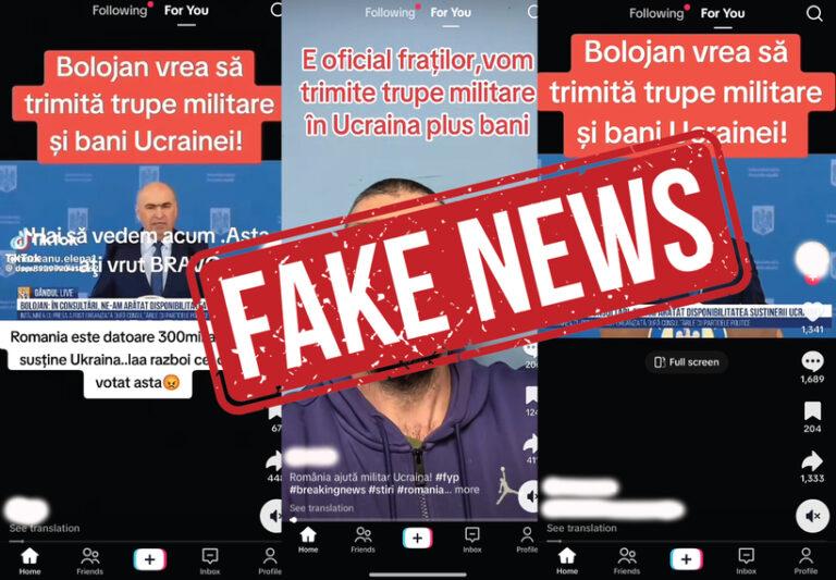 O nouă dezinformare pe TikTok: „Bolojan vrea să trimită trupe militare și bani Ucrainei” / MApN dezminte informațiile false