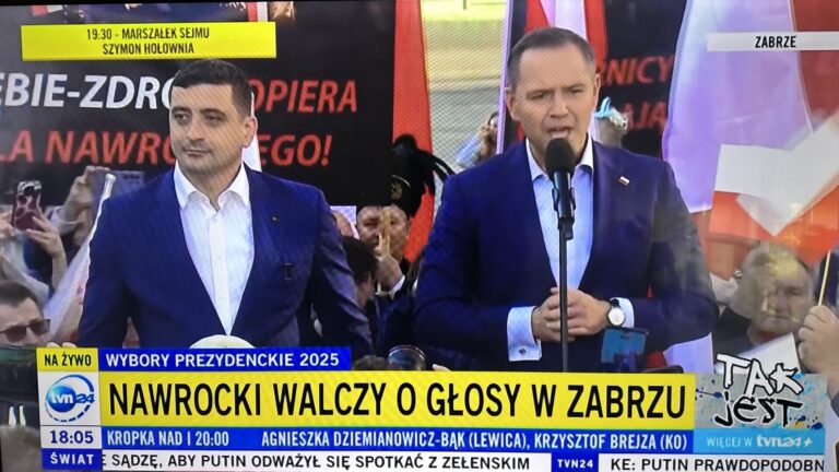 Premierul Poloniei: Rusia se bucură. Nawrocki şi omologul său pro-rus din România, George Simion, pe aceeaşi scenă, cu cinci zile înainte de alegerile prezidenţiale din Polonia şi România