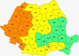 Cod galben de temperaturi deosebit de ridicate, în 20 de judeţe şi în Capitală
