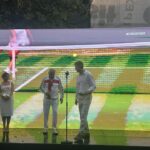 Left to right: Lucy Portman, wife of British Ambassador, Ilie Nastase, Ambassador to Romania, Giles Portman.