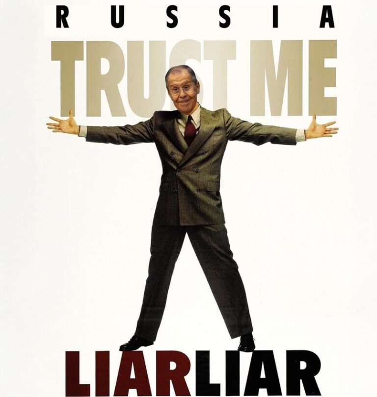 Le Figaro: Lavrov, ironizat de ucraineni cu o caricatură inspirată de afișul filmului „Mincinosul mincinoşilor”